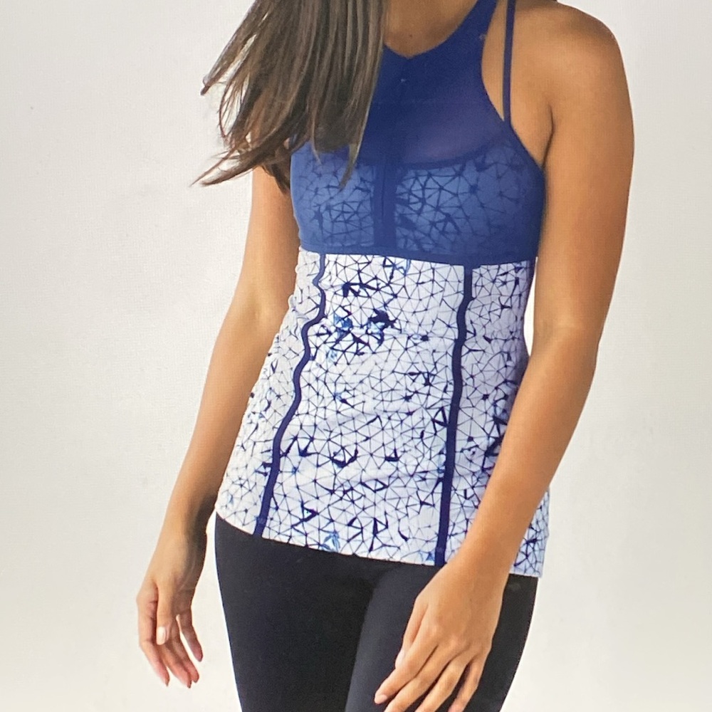 Lululemon Pedal Pace Star Crushed Cycling Athletic Tank Top Navy Size 8